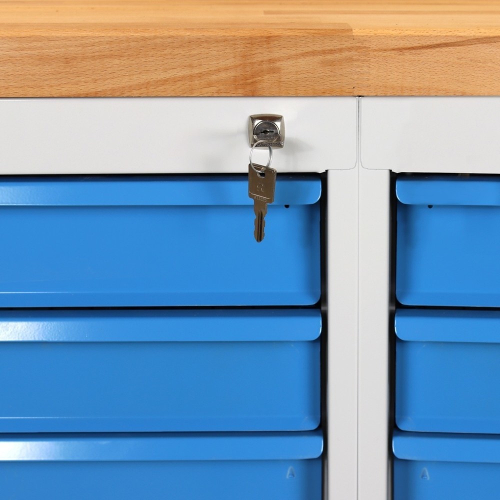 N° de l'image du produit 3 : Établi Premium Steinbock®, 1 rangement, 6 tiroirs, capacité de charge 300 kg, H x l x P 840 x 1 200 x 600 mm, RAL 7035/5012