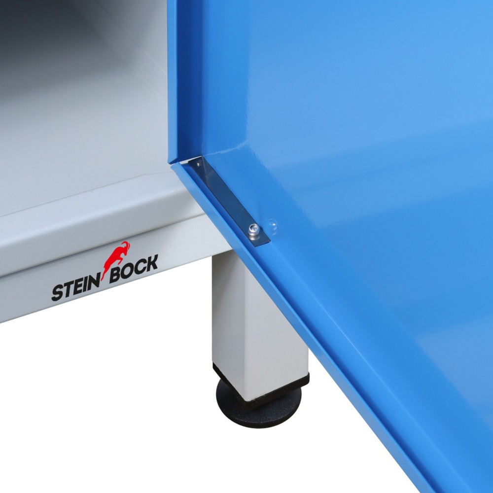 Numéro de l'image du produit 3: Établi Premium Steinbock®, 1 étagère, 1 porte, capacité de charge 300 kg, H x l x P 840 x 1 200 x 600 mm, RAL 7035/5012