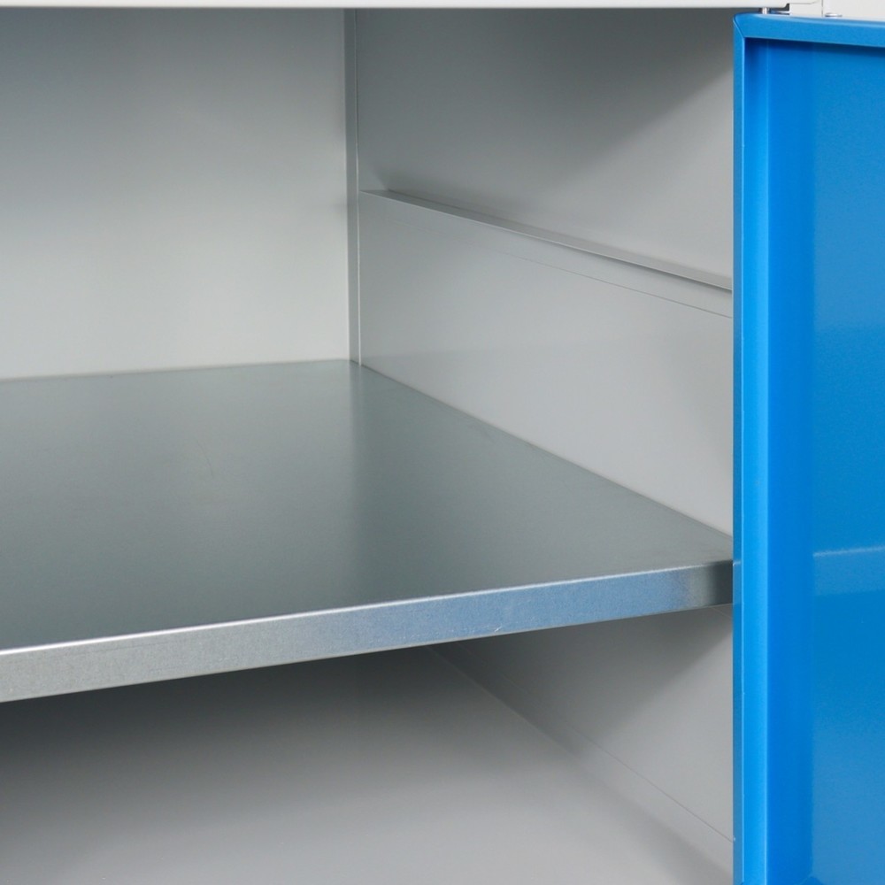 Numéro de l'image du produit 4: Établi Premium Steinbock®, 1 étagère, 1 porte, capacité de charge 300 kg, H x l x P 840 x 1 200 x 600 mm, RAL 7035/5012