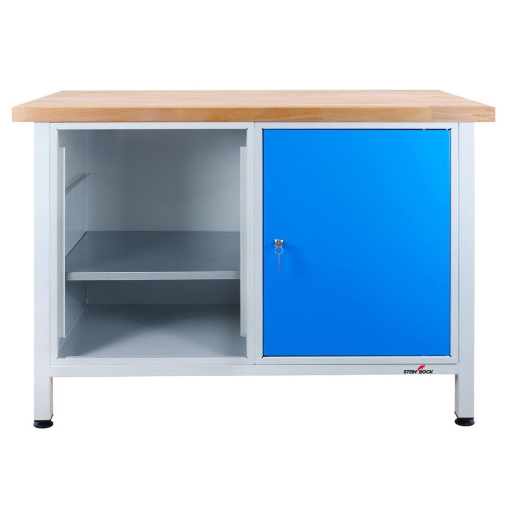 Numéro de l'image du produit 7: Établi Premium Steinbock®, 1 étagère, 1 porte, capacité de charge 300 kg, H x l x P 840 x 1 200 x 600 mm, RAL 7035/5012
