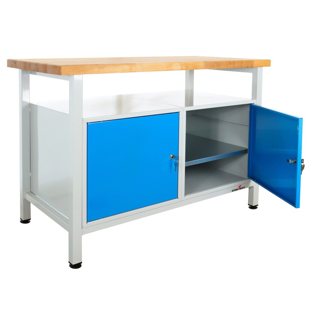 Numéro de l'image du produit 6: Établi Premium Steinbock®, 1 rangement, 2 portes, capacité de charge 300 kg, H x l x P 840 x 1 200 x 600 mm, RAL 7035/5012