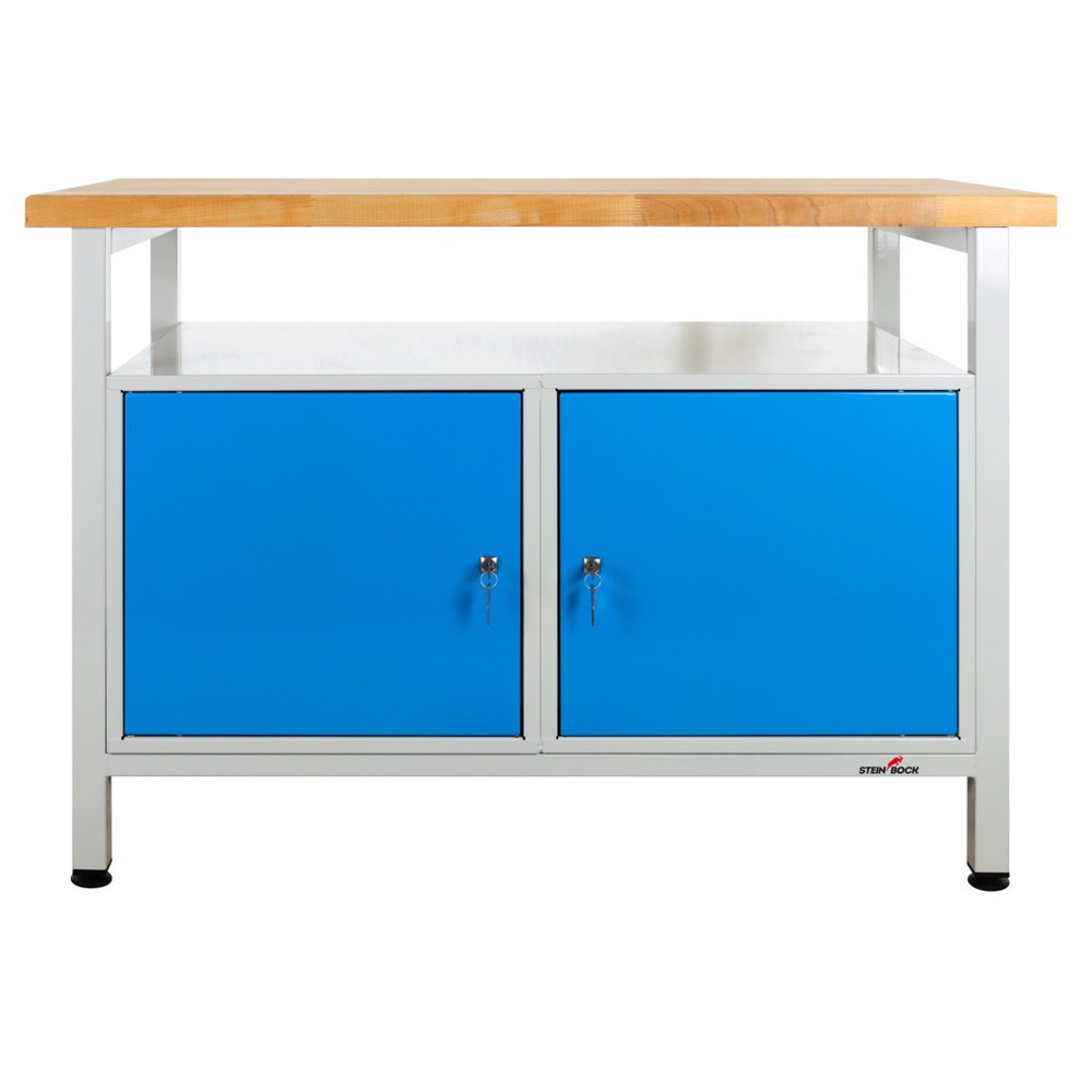Numéro de l'image du produit 7: Établi Premium Steinbock®, 1 rangement, 2 portes, capacité de charge 300 kg, H x l x P 840 x 1 200 x 600 mm, RAL 7035/5012