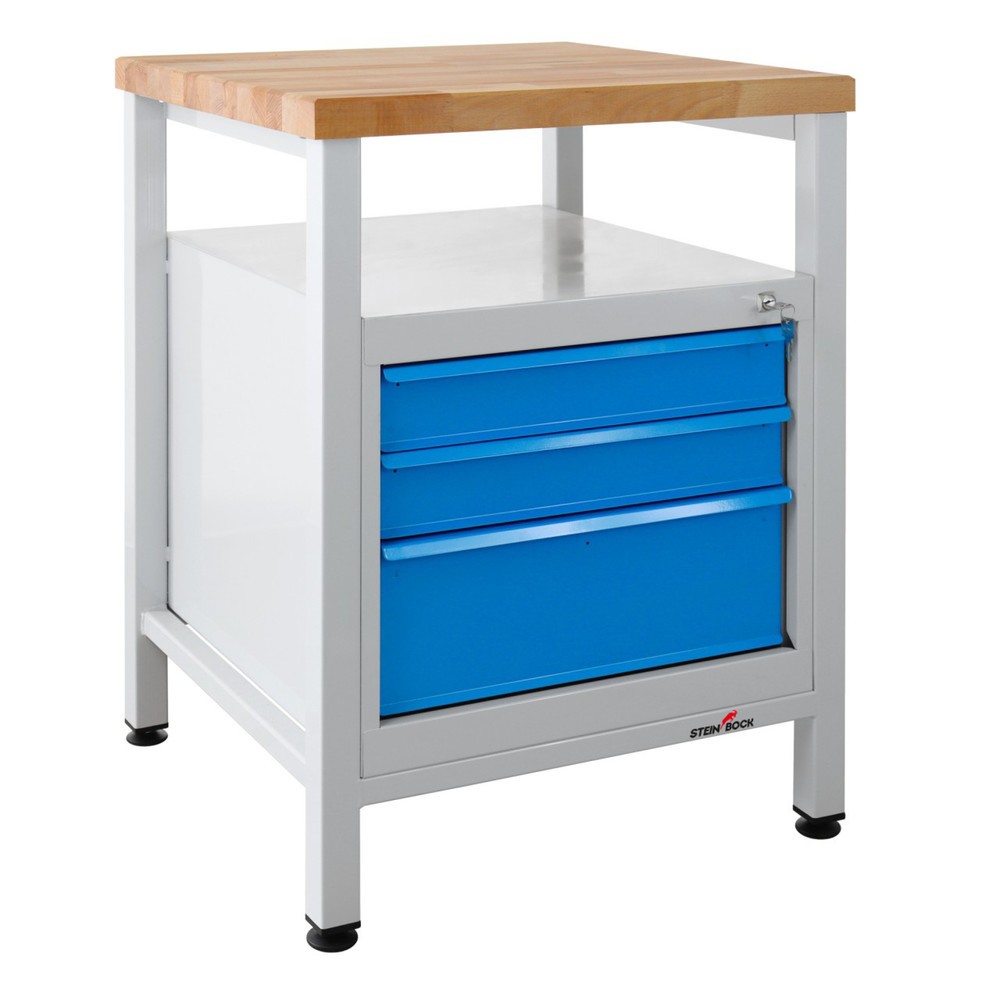 Numéro de l'image du produit 1: Établi Premium Steinbock®, 1 rangement, 3 tiroirs, capacité de charge 300 kg, H x l x P 840 x 600 x 600 mm, RAL 7035/5012