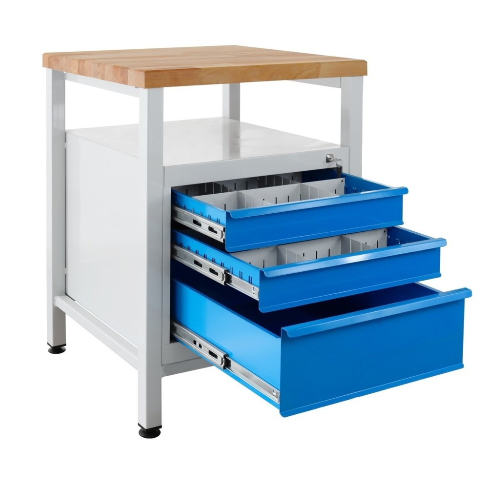 Numéro de l'image du produit 3: Établi Premium Steinbock®, 1 rangement, 3 tiroirs, capacité de charge 300 kg, H x l x P 840 x 600 x 600 mm, RAL 7035/5012