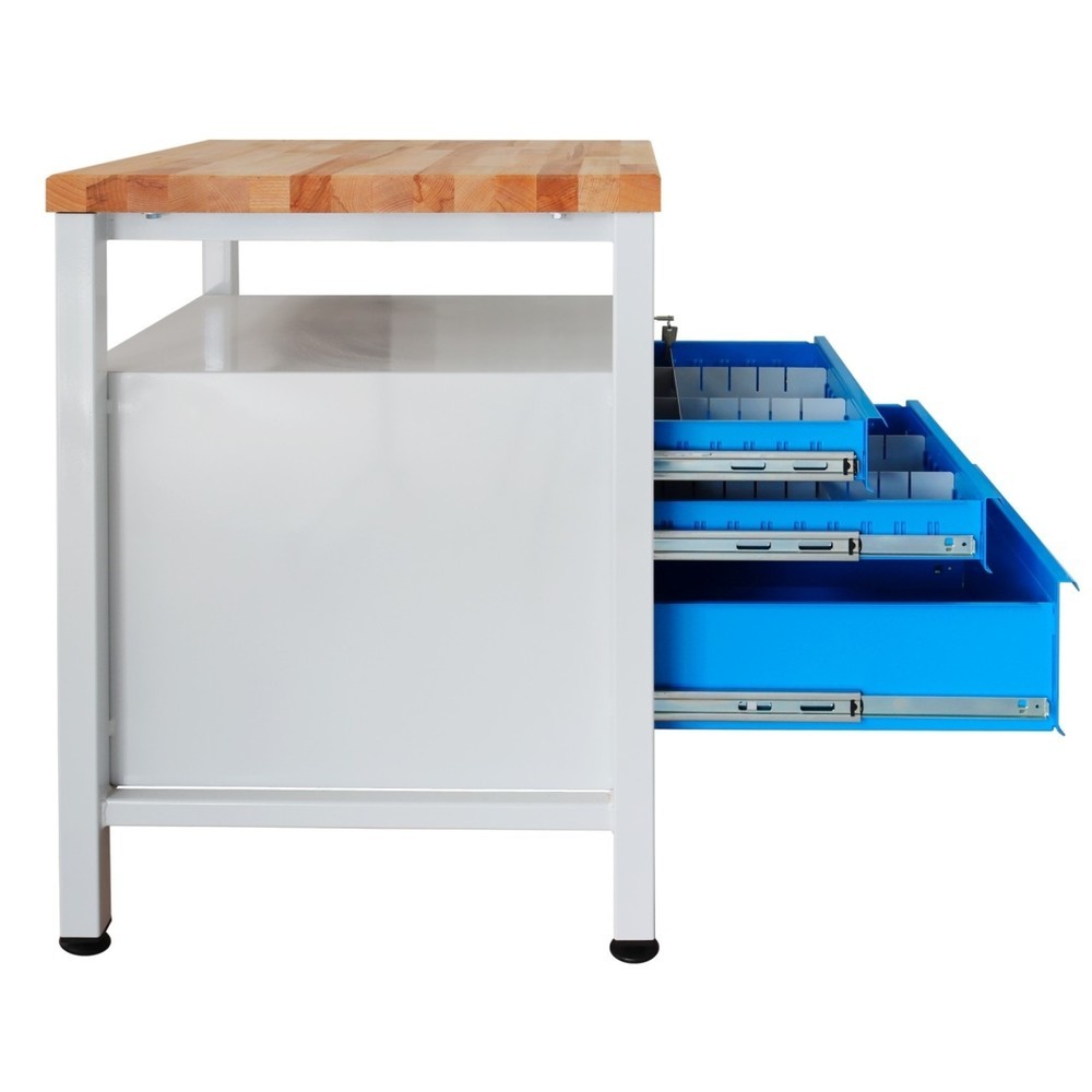 Numéro de l'image du produit 4: Établi Premium Steinbock®, 1 rangement, 3 tiroirs, capacité de charge 300 kg, H x l x P 840 x 600 x 600 mm, RAL 7035/5012
