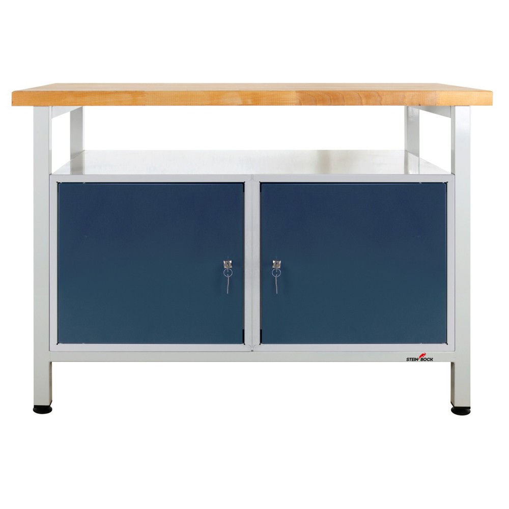 Numéro de l'image du produit 1: Établi Premium Steinbock®, 1 rangement, 2 portes, capacité de charge 300 kg, H x l x P 840 x 1 200 x 600 mm, RAL 7035/7016