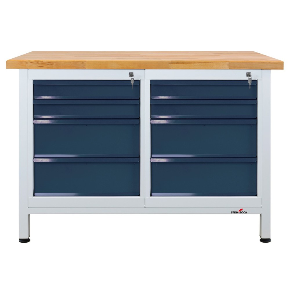 Numéro de l'image du produit 1: Établi Premium Steinbock®, 8 tiroirs, capacité de charge 300 kg, H x l x P 840 x 1 200 x 600 mm, RAL 7035/7016
