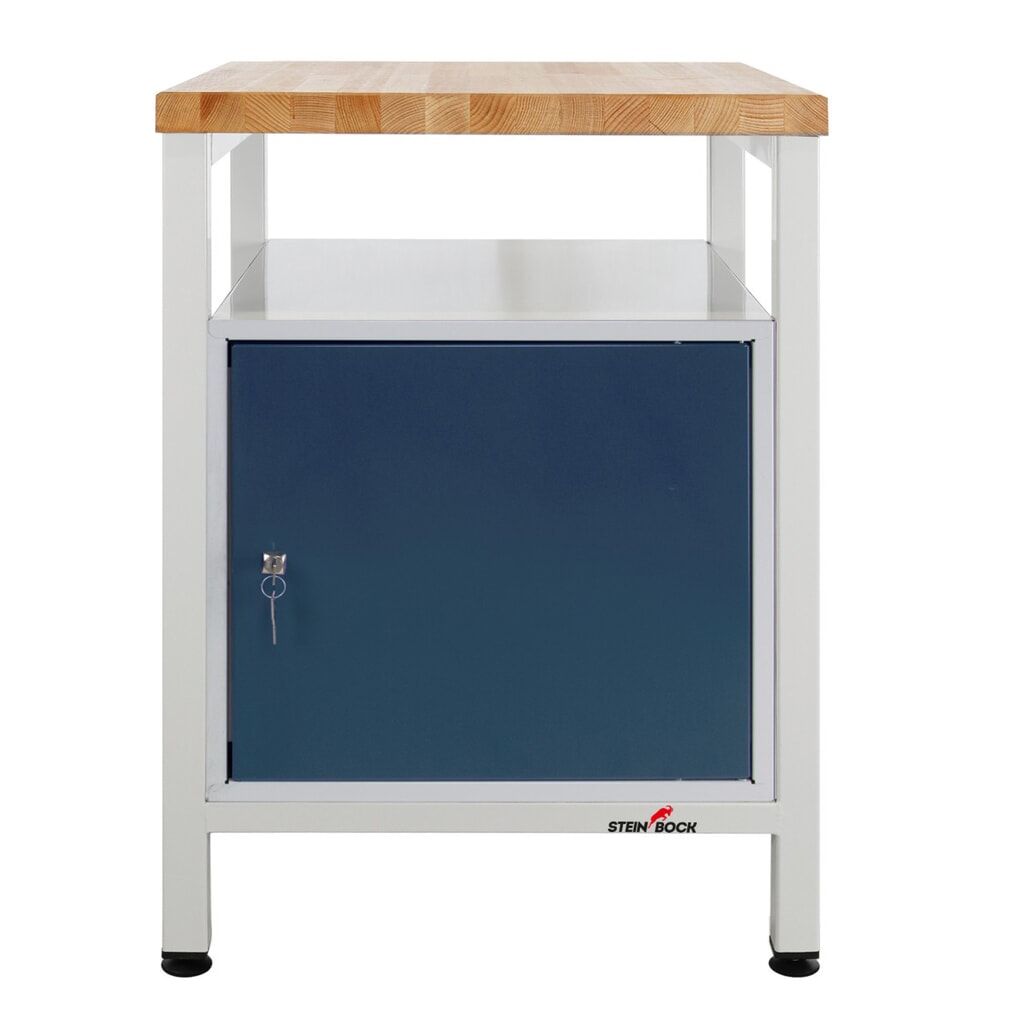 Illustration du produit: Établi Premium Steinbock®, 1 rangement, 1 porte, capacité de charge 300 kg, H x l x P 840 x 600 x 600 mm, RAL 7035/7016