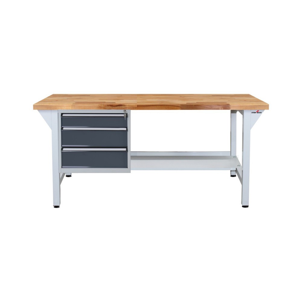 Numéro de l'image du produit 2: Établi Pro Steinbock®, 3 tiroirs, 1 rangement, capacité de charge 500 kg, H x l x P 850 x 1 500 x 750 mm, RAL 7035/7016
