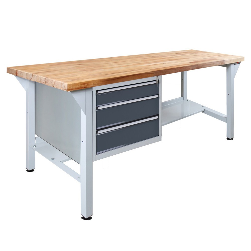 Numéro de l'image du produit 1: Établi Pro Steinbock®, 3 tiroirs, 1 rangement, capacité de charge 500 kg, H x l x P 850 x 1 500 x 750 mm, RAL 7035/7016