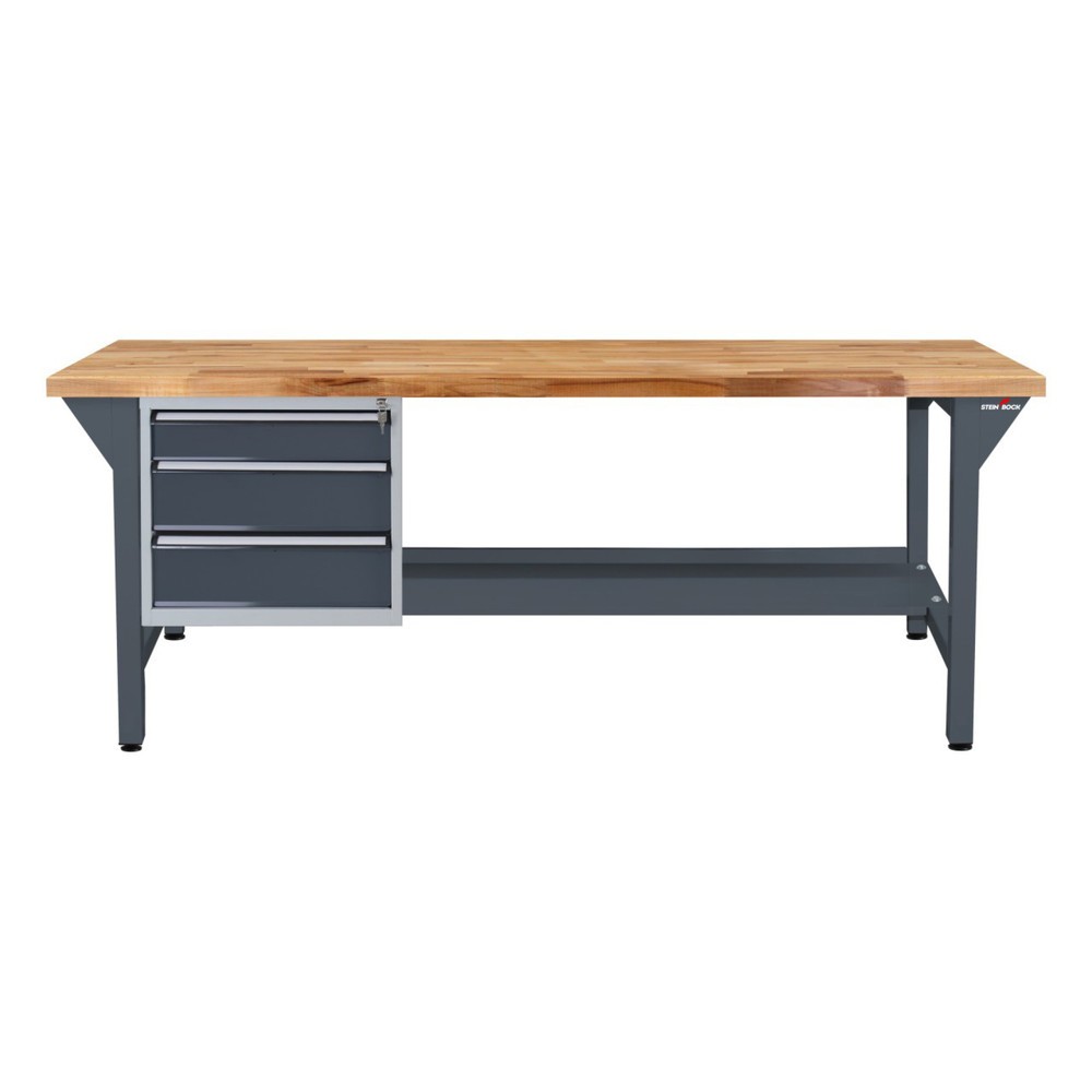 Numéro de l'image du produit 2: Établi Pro Steinbock®, 3 tiroirs, 1 rangement, capacité de charge 500 kg, H x l x P 850 x 2 000 x 750 mm, RAL 7016