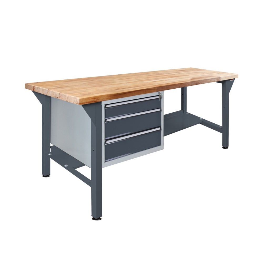 Numéro de l'image du produit 1: Établi Pro Steinbock®, 3 tiroirs, 1 rangement, capacité de charge 500 kg, H x l x P 850 x 2 000 x 750 mm, RAL 7016