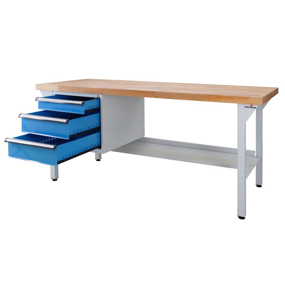 Numéro de l'image du produit 6: Établi Pro Steinbock®, 3 tiroirs, 1 rangement, capacité de charge 500 kg, H x l x P 850 x 2 000 x 750 mm, RAL 7035/5012