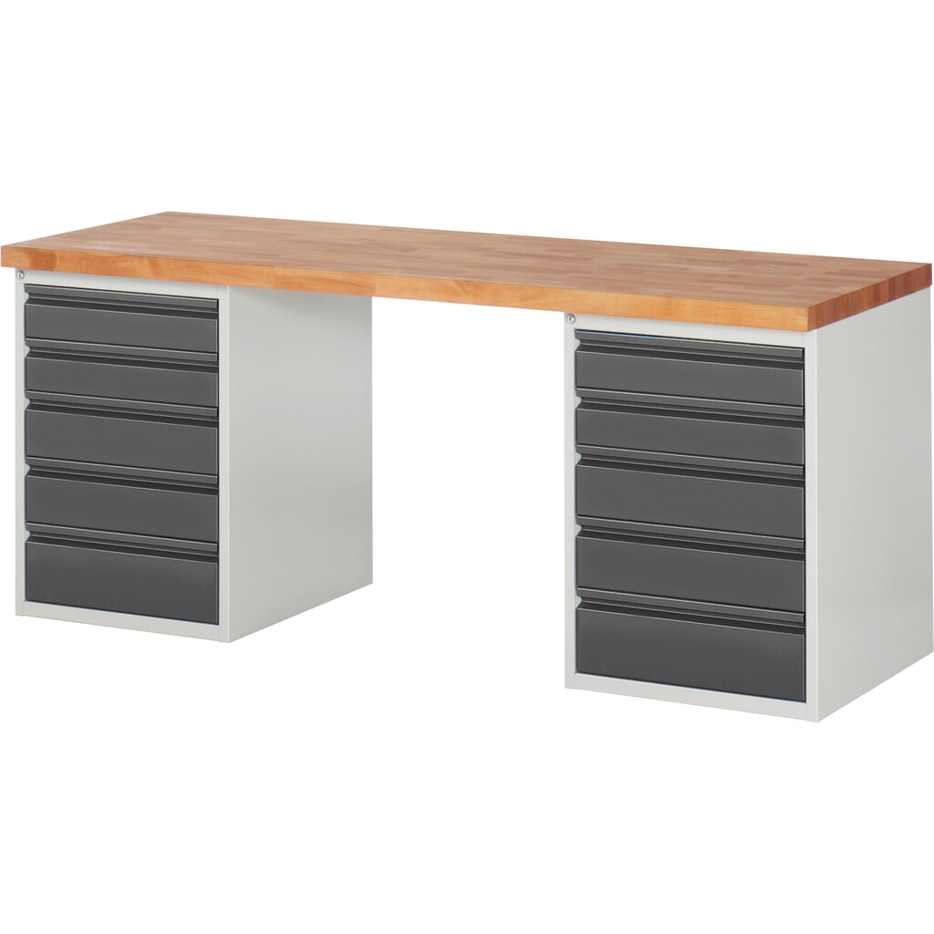 Établi Steinbock®, avec 2x 5 tiroirs, H x l x P 840 x 1 500 x 700 mm, RAL 7035/7016 Illustration du produit: Établi Steinbock®, avec 2x 5 tiroirs, H x l x P 840 x 1 500 x 700 mm, RAL 7035/7016