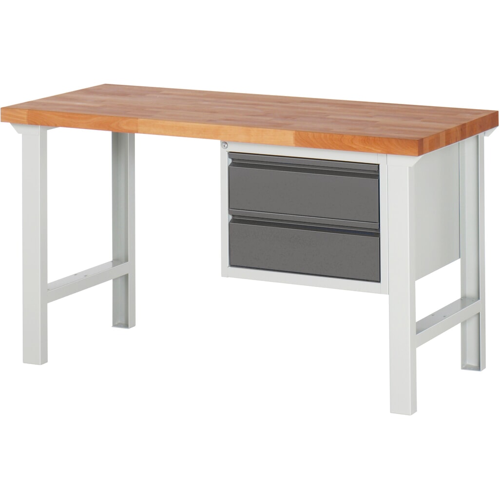 Établi Steinbock®, avec 2 tiroirs, H x l x P 840 x 1 500 x 700 mm, RAL 7035/7016 Illustration du produit: Établi Steinbock®, avec 2 tiroirs, H x l x P 840 x 1 500 x 700 mm, RAL 7035/7016