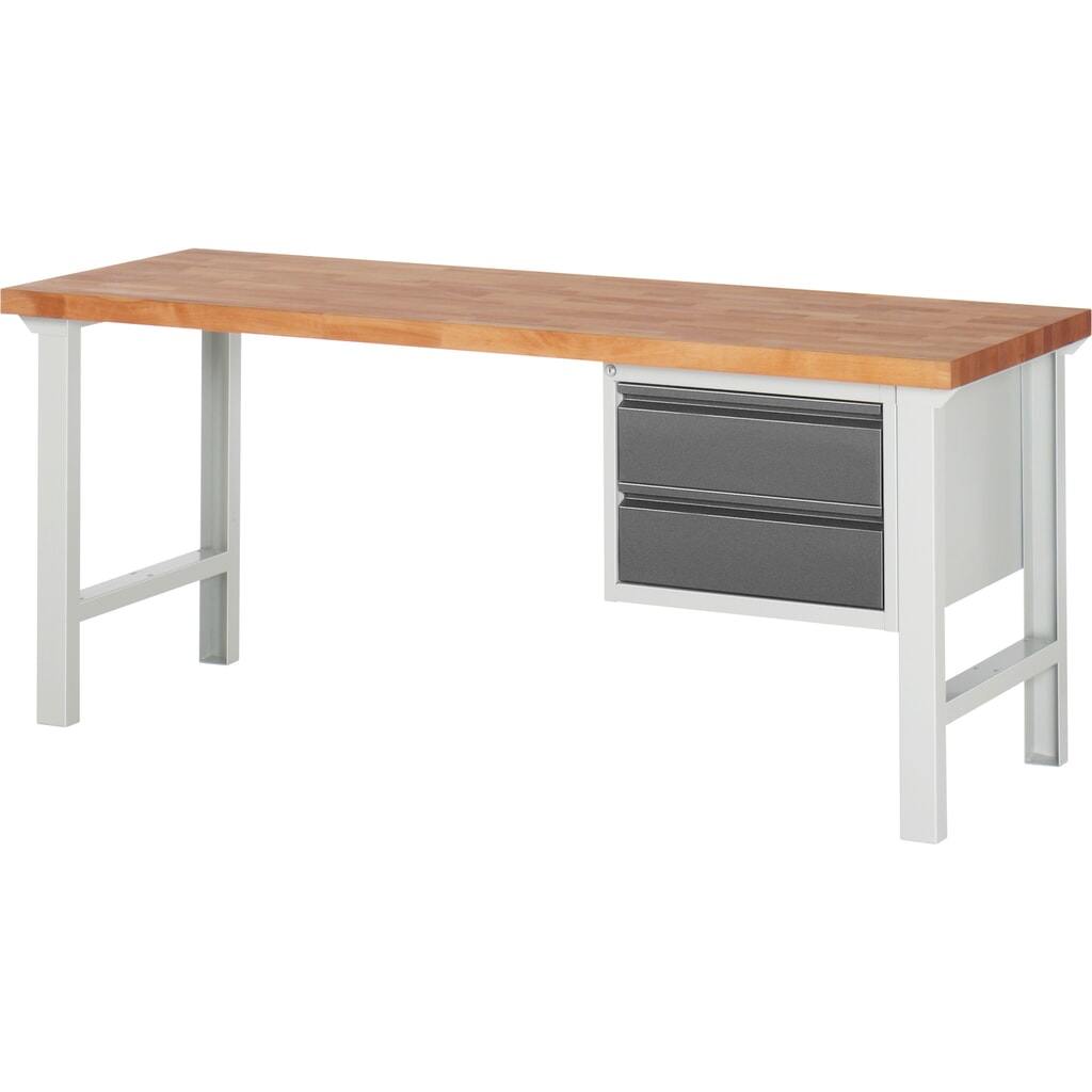 Illustration du produit: Établi Steinbock®, avec 2 tiroirs, H x l x P 840 x 2 000 x 700 mm, RAL 7035/7016
