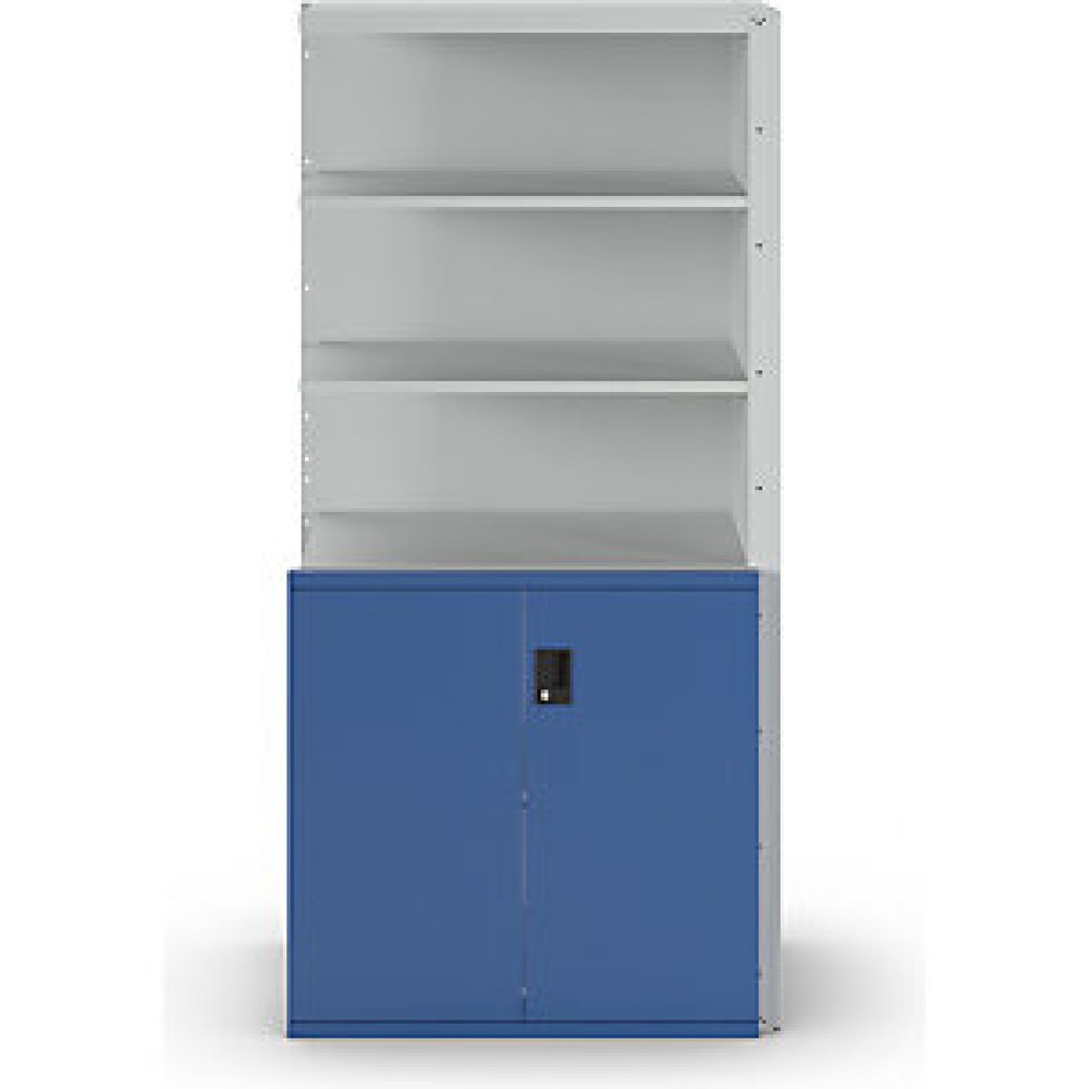 Numéro de l'image du produit 3: Étagère à tiroirs LISTA haut de gamme avec portes battantes, travée auxiliaire, gris clair, bleu clair