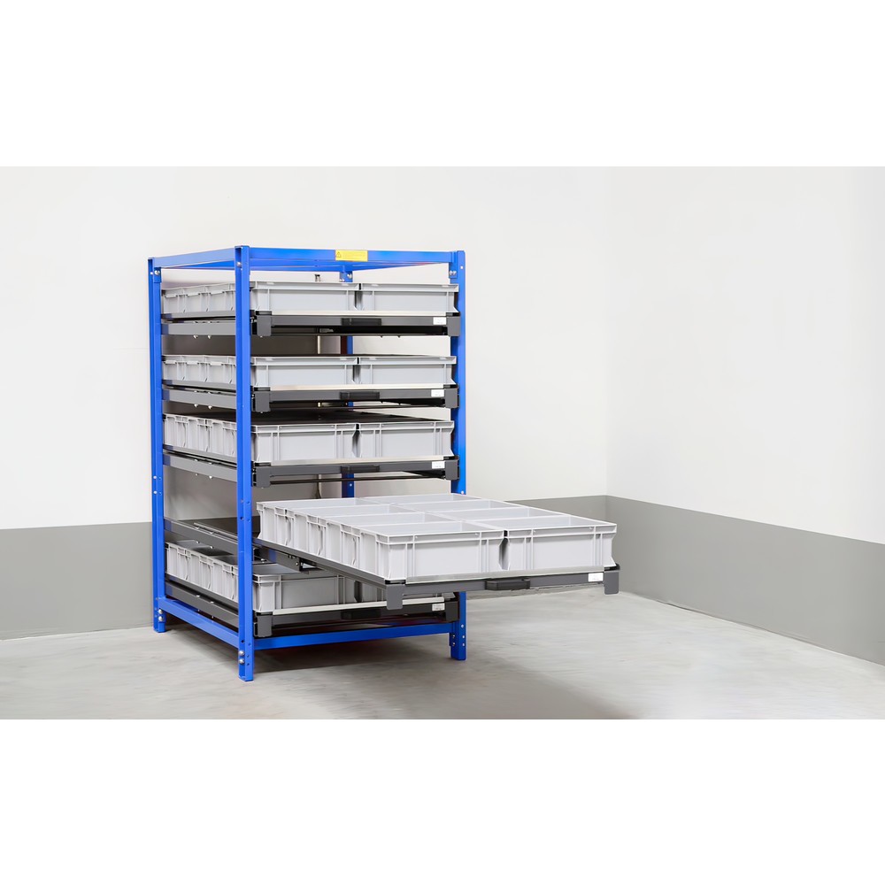Numéro de l'image du produit 4: Étagère coulissante compacte à 5 tiroirs, charge par tablette 150 kg, hauteur 1 700 mm