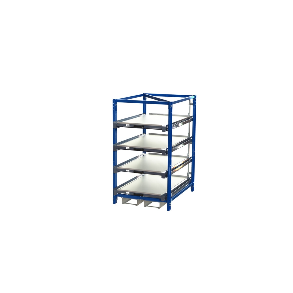 N° de l'image du produit 1 : Rayonnage extractible, avec entrées de fourche, 4 tiroirs