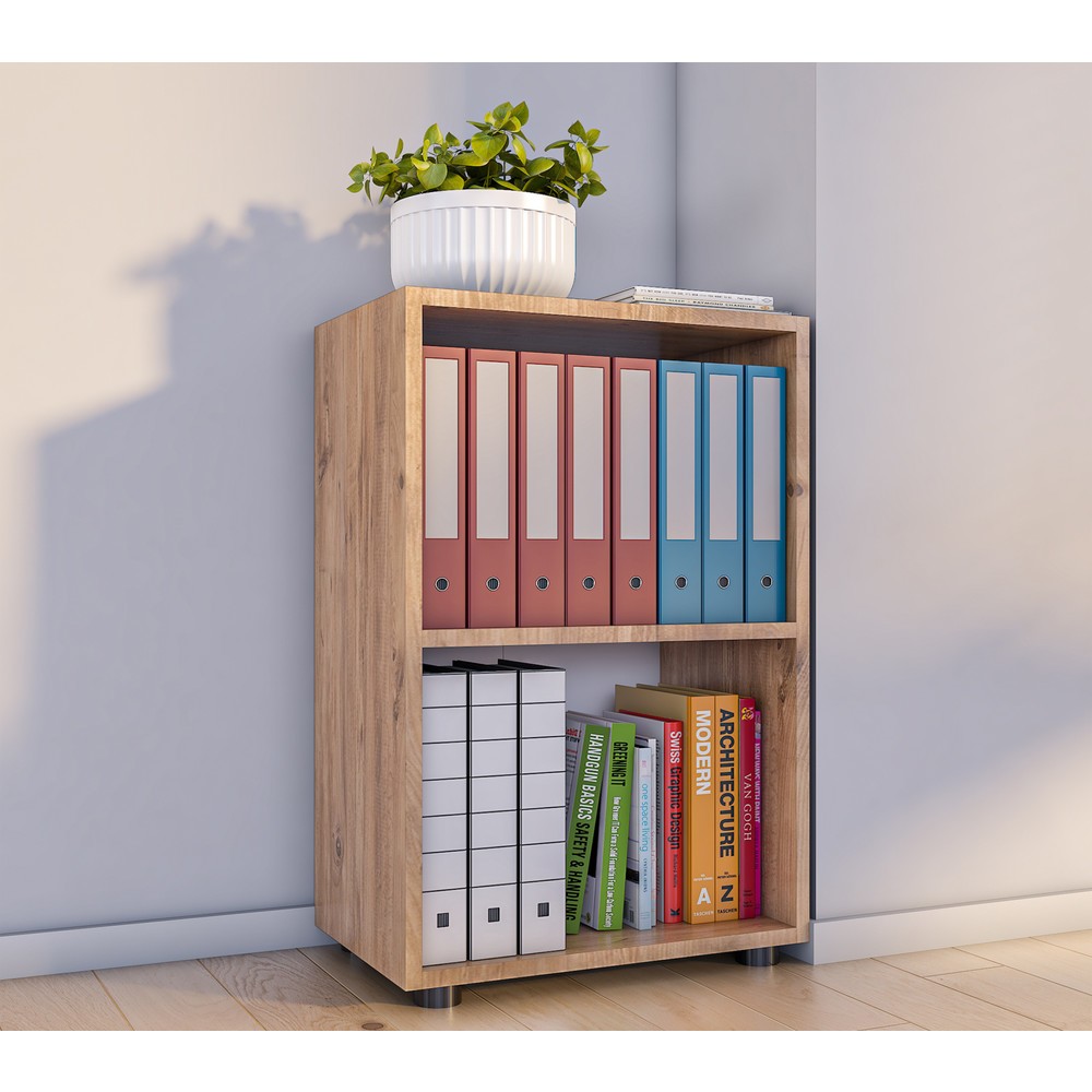 Numéro de l'image du produit 1: Étagère Ulas 2 compartiments, chêne miel