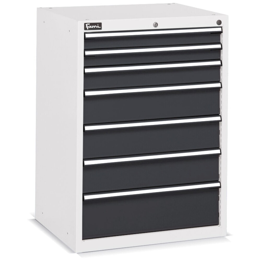 N° de l'image du produit 2 : Fami FLEXA Armoire à tiroirs, 7 tiroirs, HxlxP 1 002 x 717 x 600 mm, gris clair, anthracite