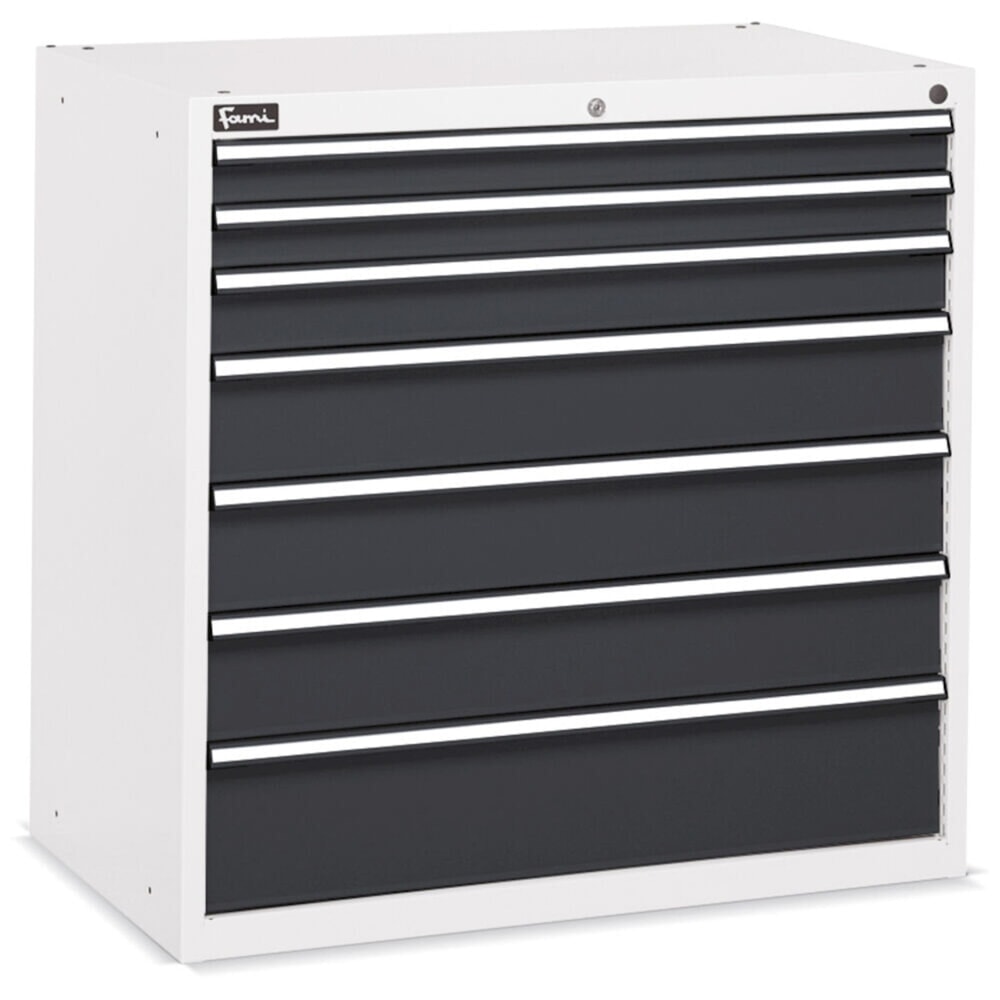 N° de l'image du produit 2 : Fami FLEXA Armoire à tiroirs, 7 tiroirs, HxlxP 1 002 x 1 023 x 600 mm, gris clair, anthracite