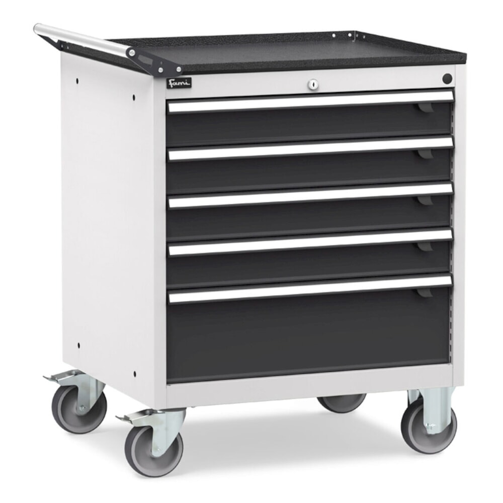 Numéro de l'image du produit 2: Fami FLEXA Armoire mobile à tiroirs, 5 tiroirs, HxlxP 853 x 794 x 600 mm, gris clair, anthracite