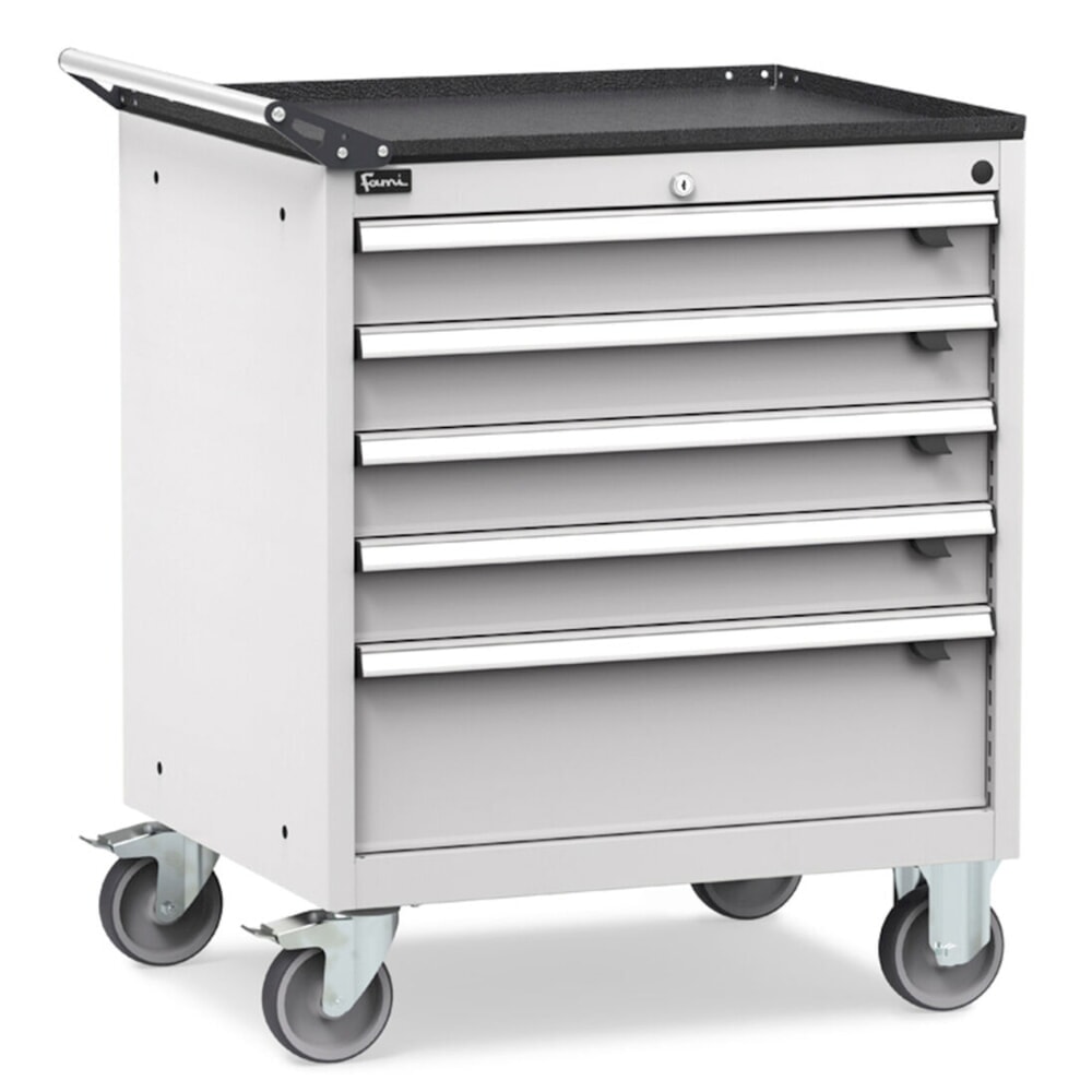 N° de l'image du produit 2 : Fami FLEXA Armoire mobile à tiroirs, 5 tiroirs, HxlxP 853 x 794 x 600 mm, gris clair