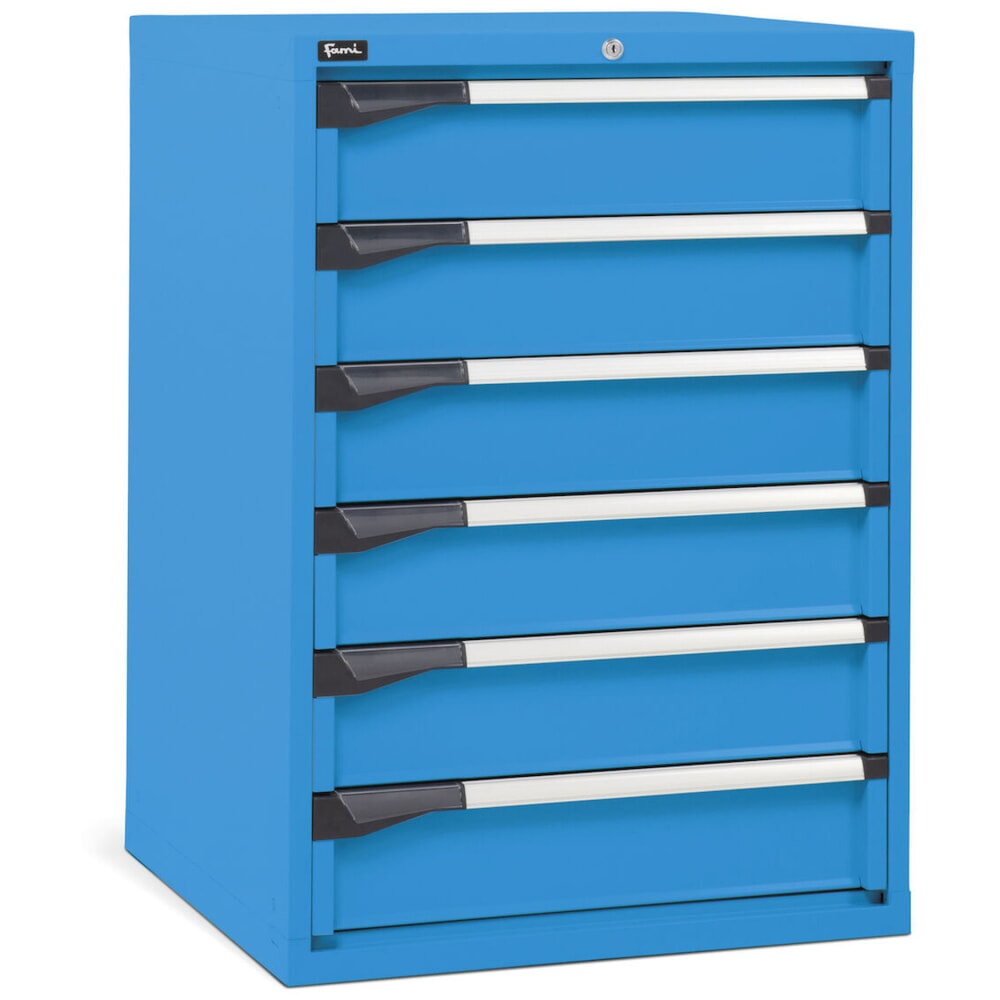Numéro de l'image du produit 2: Fami MASTER Armoire à tiroirs, 6 tiroirs, HxlxP 1 000 x 714 x 726 mm, bleu clair