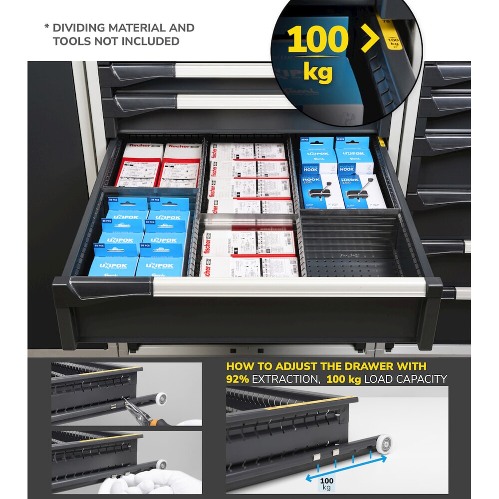 Numéro de l'image du produit 3: Fami MASTER Armoire à tiroirs, 6 tiroirs, HxlxP 1 000 x 714 x 726 mm, bleu clair