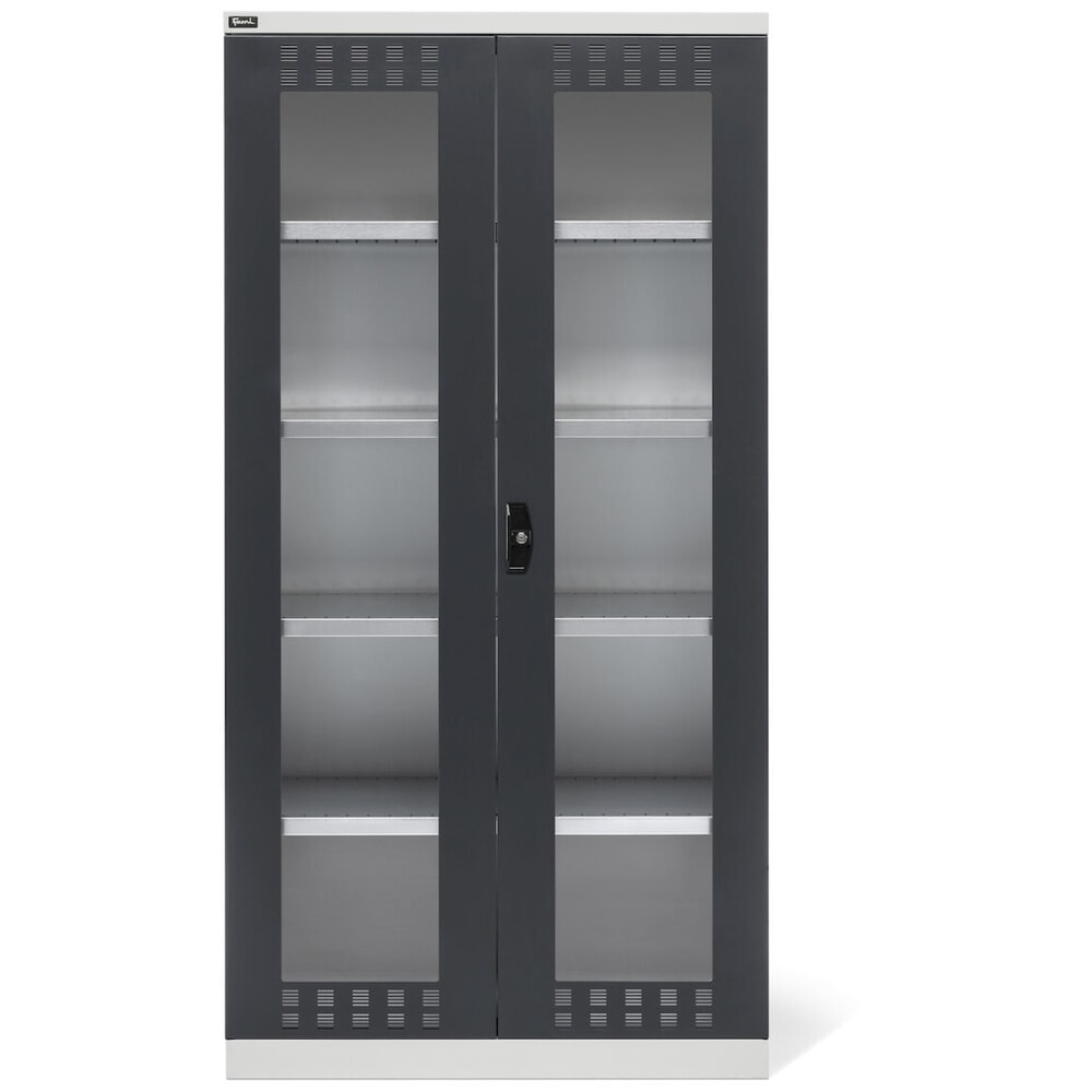 N° de l'image du produit 3 : Fami PERFOM Armoire à portes battantes avec 4 tablettes et portes transparentes, HxlxP 2 000 x 1 023 x 726 mm, gris clair, anthracite