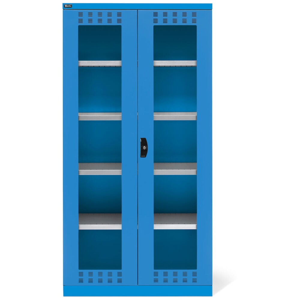 N° de l'image du produit 3 : Fami PERFOM Armoire à portes battantes avec 4 tablettes et portes transparentes, HxlxP 2 000 x 1 023 x 726 mm, bleu clair