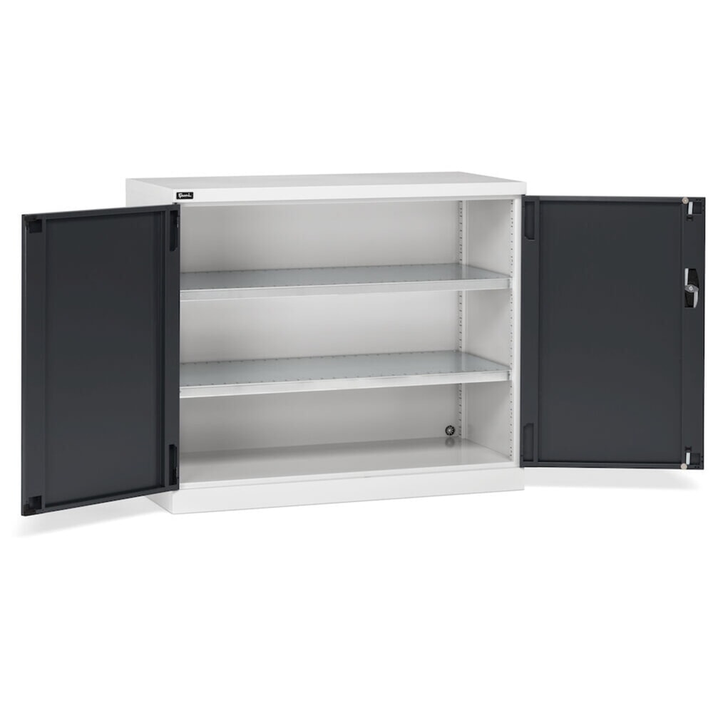 N° de l'image du produit 3 : Fami PERFOM Armoire à portes battantes, 2 tablettes, HxlxP 1 000 x 1 193 x 555 mm, gris clair, anthracite