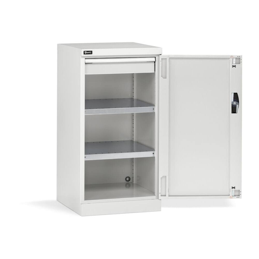 Numéro de l'image du produit 3: Fami PERFOM Armoire à portes battantes, 1 tiroir, HxlxP 1 000 x 512 x 555 mm, gris clair
