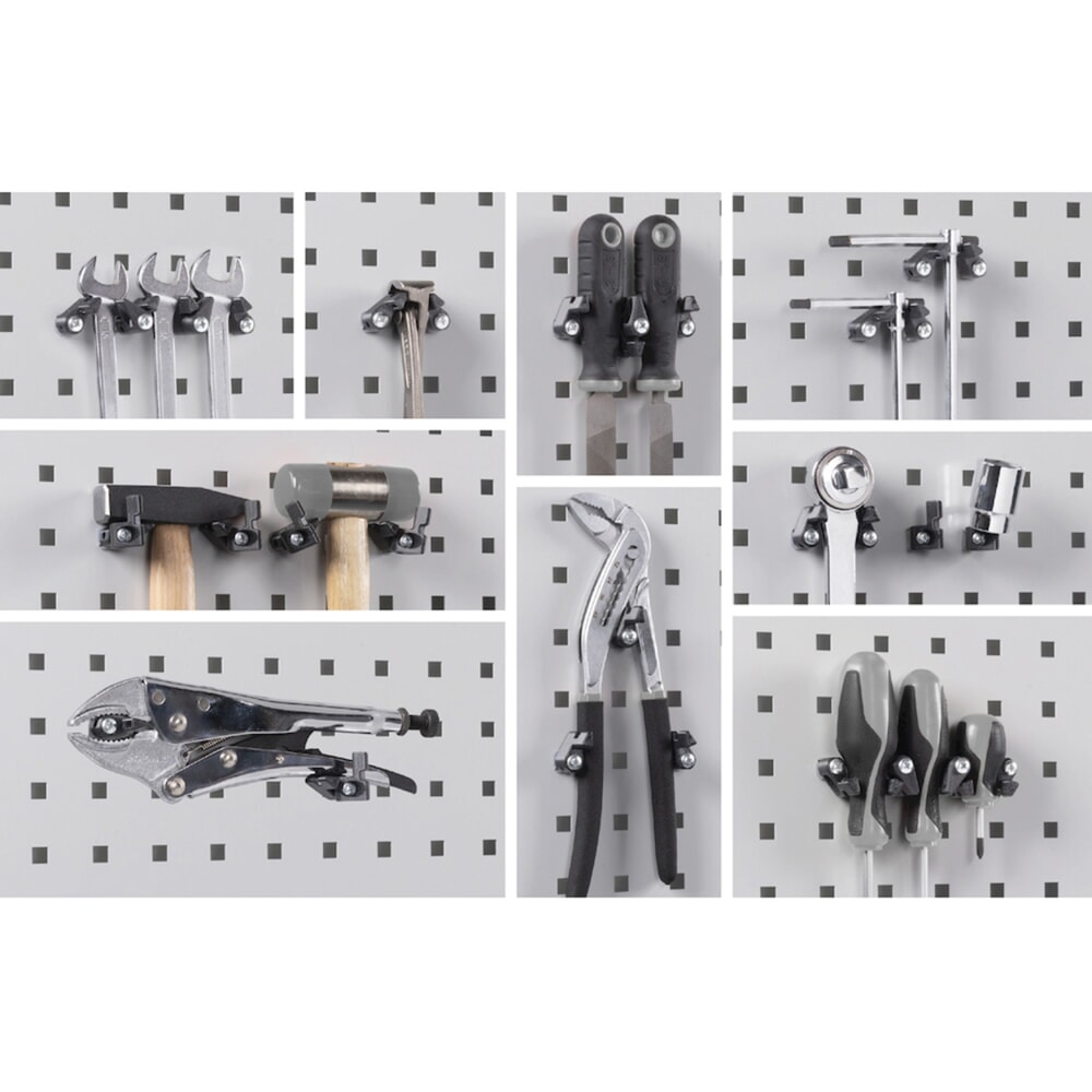Numéro de l'image du produit 10: Fami PERFOM Armoire d'atelier, 3 tiroirs, plaques perforées, bacs à bec, HxlxP 2 000 x 1 023 x 726 mm, bleu clair