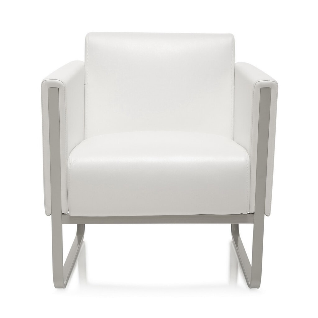N° de l'image du produit 1 : Fauteuil lounge hjh OFFICE ARUBA piètement gris clair similicuir, 1 place, blanc