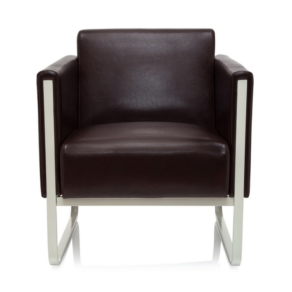 Numéro de l'image du produit 1: Fauteuil lounge hjh OFFICE ARUBA piètement gris clair similicuir, 1 place, marron