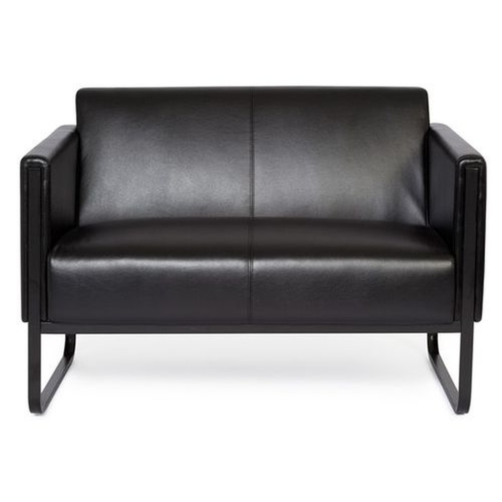 Numéro de l'image du produit 1: Canapé lounge hjh OFFICE BALI BLACK piètement noir similicuir lisse, 2 places, noir
