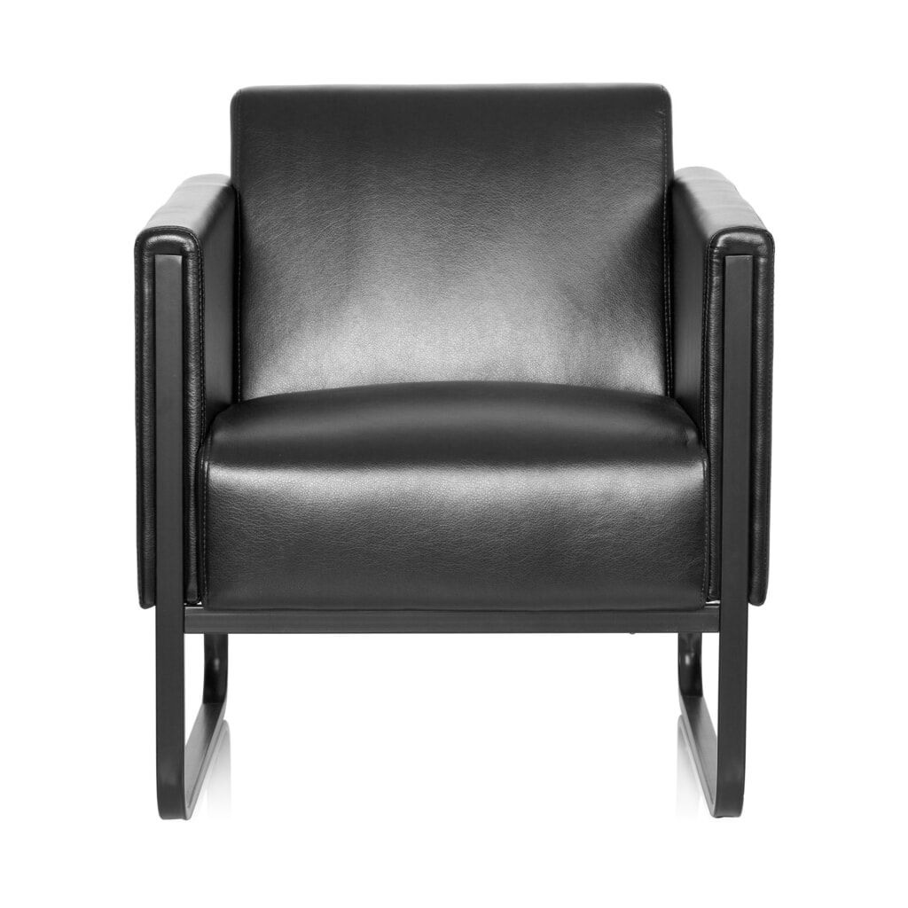 Fauteuil lounge hjh OFFICE BALI BLACK piètement noir similicuir lisse, 1 place, noir N° de l'image du produit 1 : Fauteuil lounge hjh OFFICE BALI BLACK piètement noir similicuir lisse, 1 place, noir