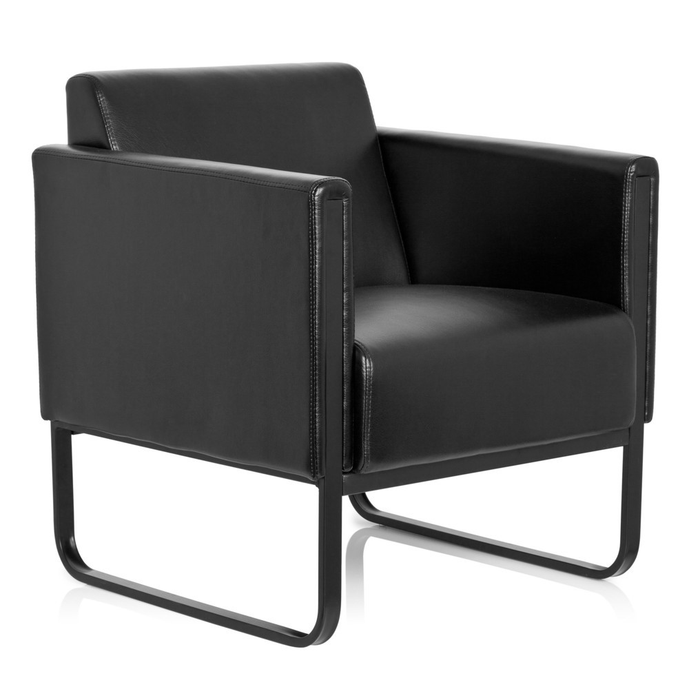 Numéro de l'image du produit 3: Fauteuil lounge hjh OFFICE BALI BLACK piètement noir similicuir lisse, 1 place, noir
