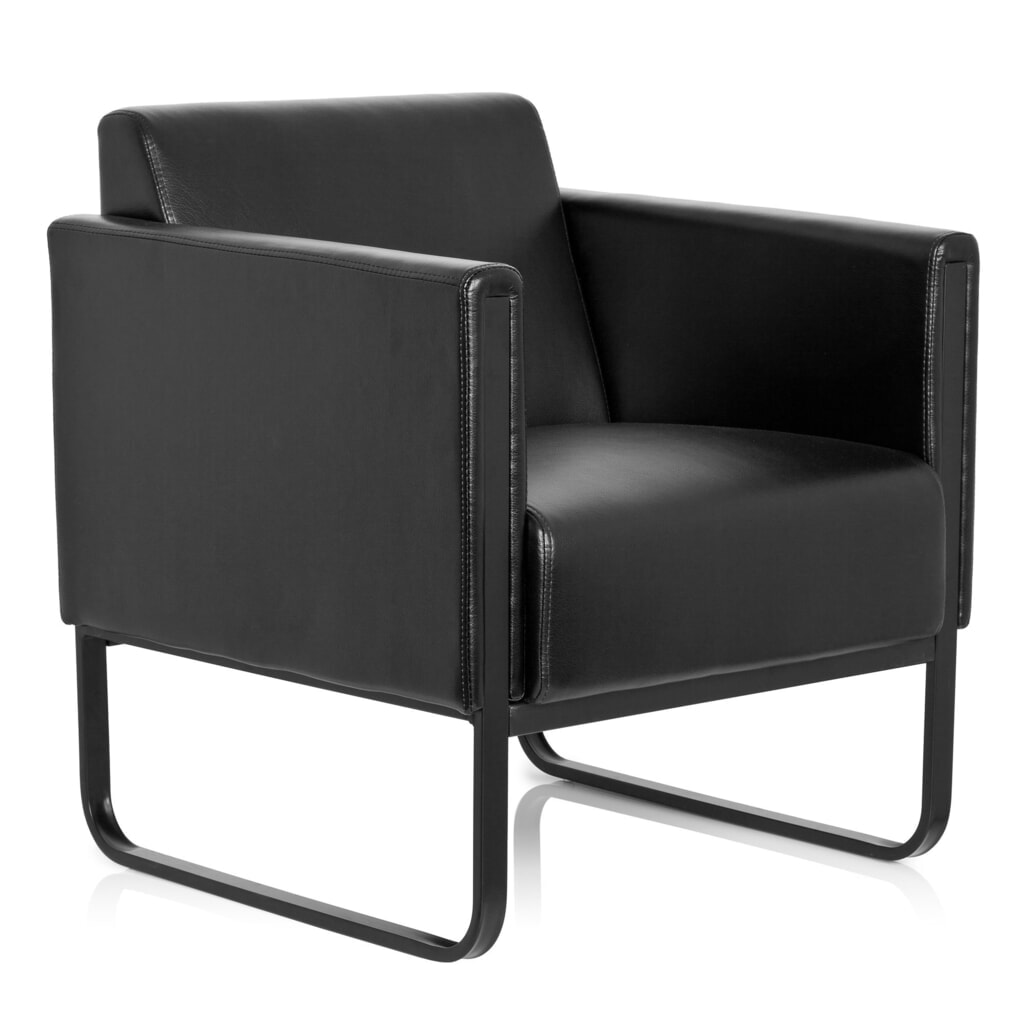 N° de l'image du produit 3 : Fauteuil lounge hjh OFFICE BALI BLACK piètement noir similicuir lisse, 1 place, noir