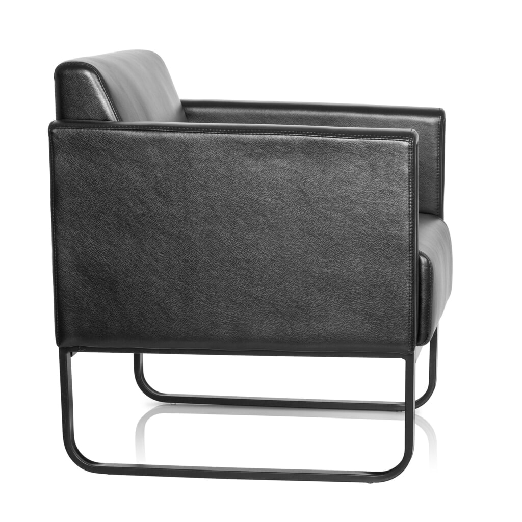 Fauteuil lounge hjh OFFICE BALI BLACK piètement noir similicuir lisse, 1 place, noir N° de l'image du produit 4 : Fauteuil lounge hjh OFFICE BALI BLACK piètement noir similicuir lisse, 1 place, noir