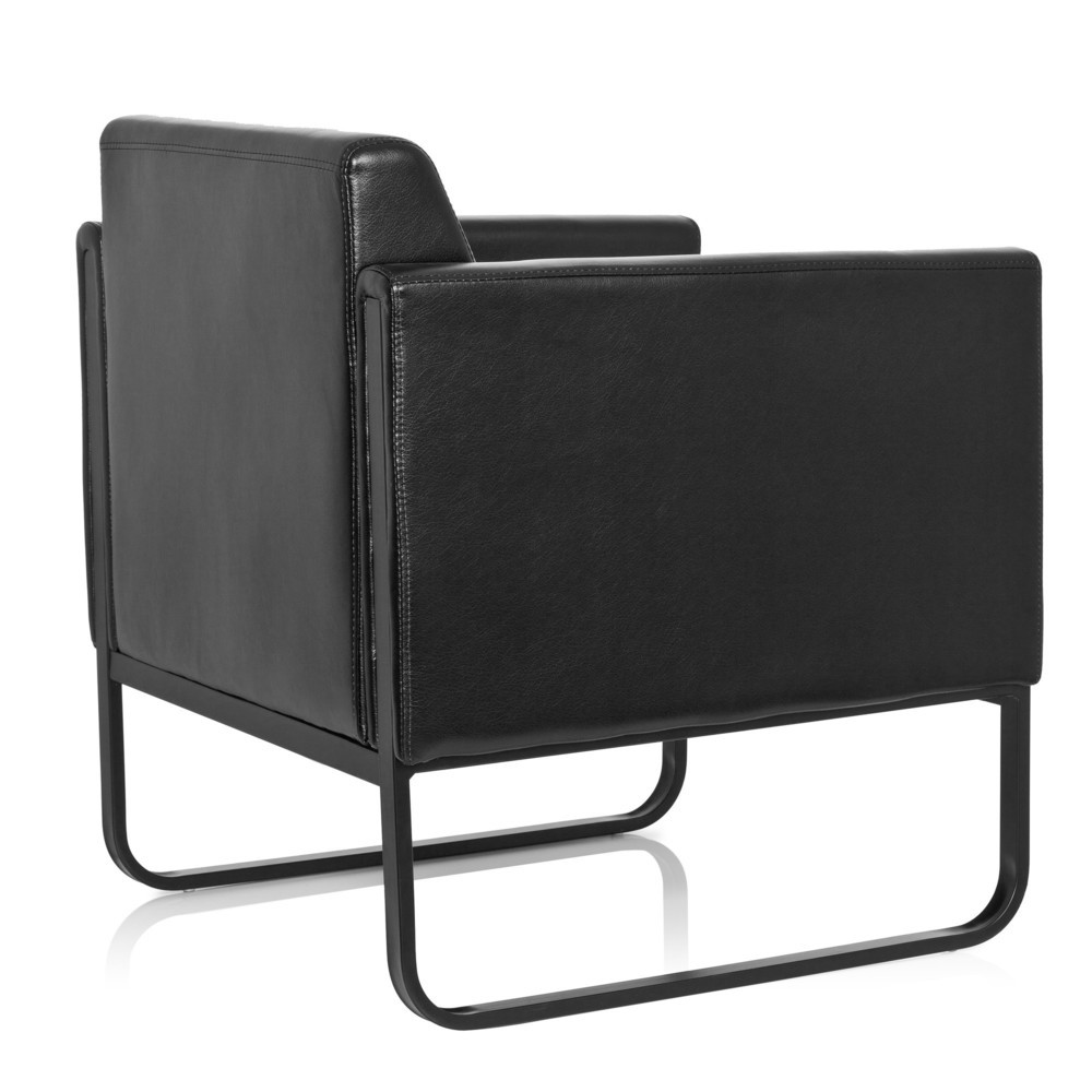 Numéro de l'image du produit 5: Fauteuil lounge hjh OFFICE BALI BLACK piètement noir similicuir lisse, 1 place, noir