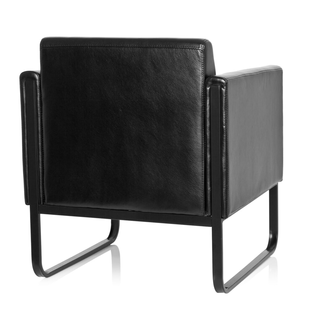 Fauteuil lounge hjh OFFICE BALI BLACK piètement noir similicuir lisse, 1 place, noir N° de l'image du produit 6 : Fauteuil lounge hjh OFFICE BALI BLACK piètement noir similicuir lisse, 1 place, noir