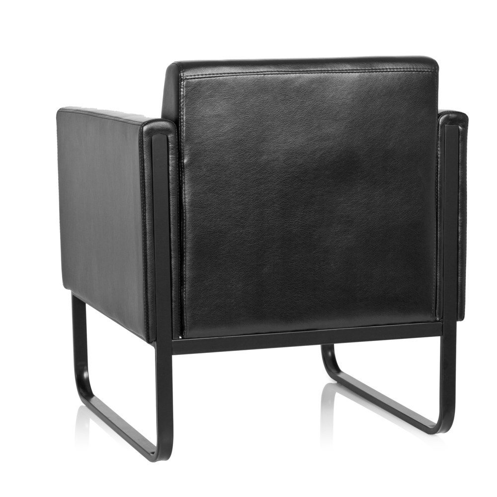 Numéro de l'image du produit 7: Fauteuil lounge hjh OFFICE BALI BLACK piètement noir similicuir lisse, 1 place, noir