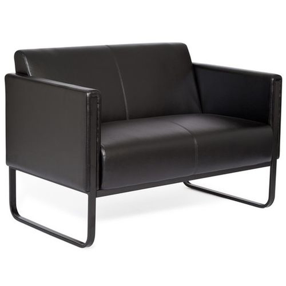 Numéro de l'image du produit 3: Canapé lounge hjh OFFICE BALI BLACK piètement noir similicuir lisse, 2 places, noir
