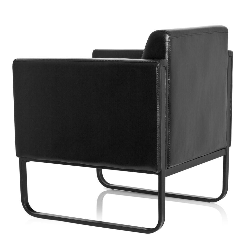 Fauteuil lounge hjh OFFICE BALI BLACK piètement noir similicuir lisse, 1 place, noir N° de l'image du produit 8 : Fauteuil lounge hjh OFFICE BALI BLACK piètement noir similicuir lisse, 1 place, noir