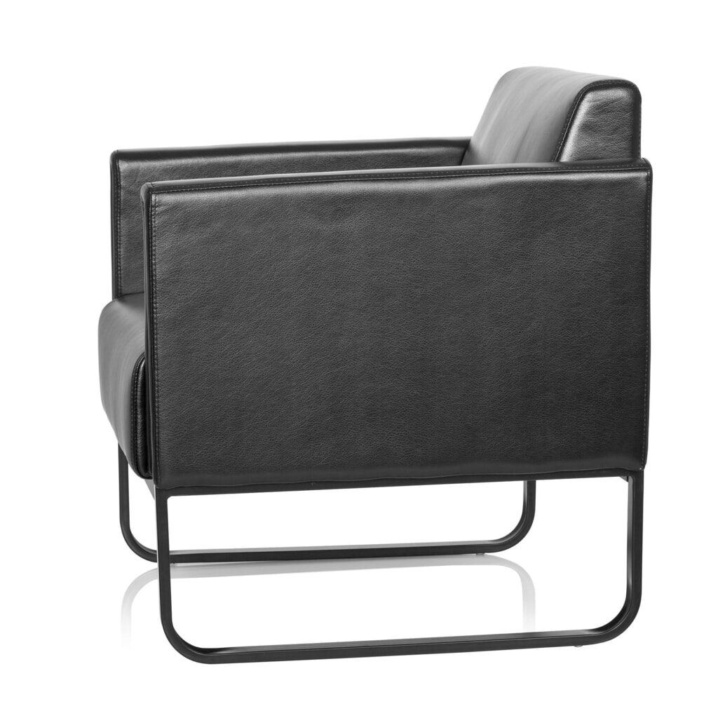 Fauteuil lounge hjh OFFICE BALI BLACK piètement noir similicuir lisse, 1 place, noir N° de l'image du produit 9 : Fauteuil lounge hjh OFFICE BALI BLACK piètement noir similicuir lisse, 1 place, noir