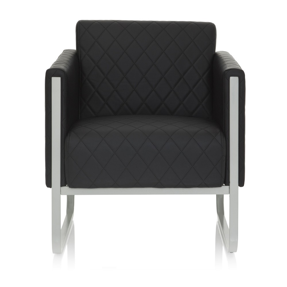Illustration du produit: Fauteuil lounge hjh OFFICE ARUBA STEP piètement gris clair similicuir, 1 place, noir