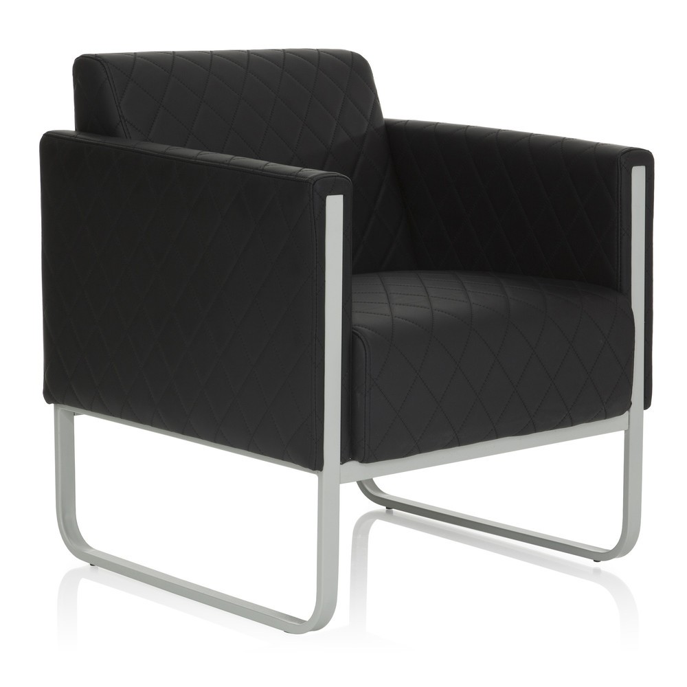 Numéro de l'image du produit 2: Fauteuil lounge hjh OFFICE ARUBA STEP piètement gris clair similicuir, 1 place, noir